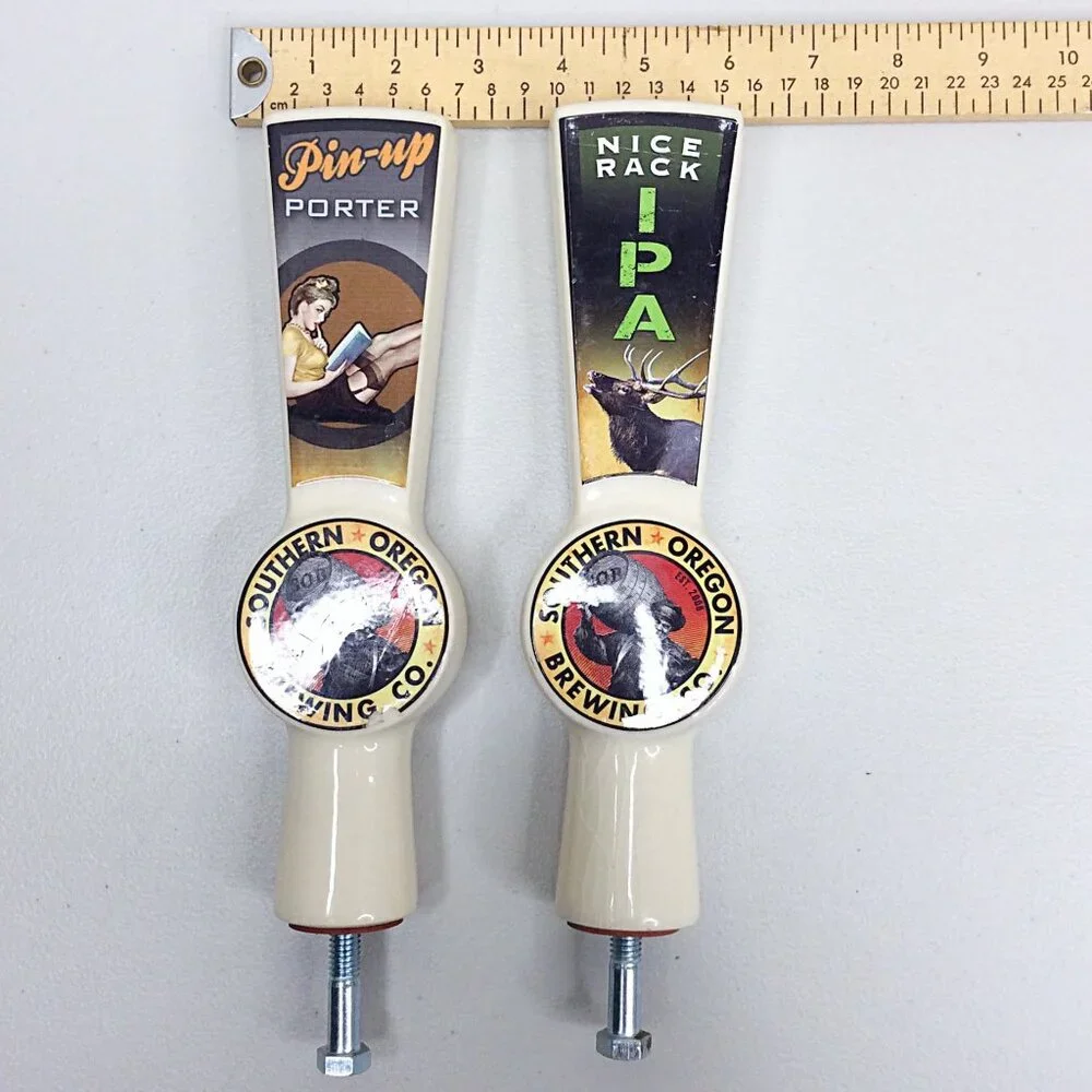 Lot of 2‎ Southern Oregon Brewing Tap Handle Pulls Pin Up Porter Nick Race IPA